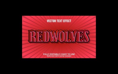 Rode wolven volledig bewerkbaar vector 3D-texteffect