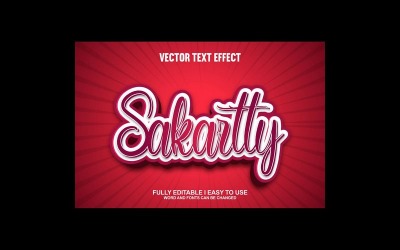 Sakartty helt redigerbar vektor 3D-texteffekt