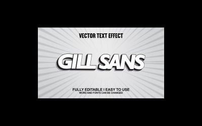 GillSans W pełni edytowalny wektorowy efekt tekstowy 3D