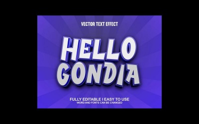 Hej Gondia helt redigerbar vektor 3D-texteffekt
