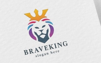 Brave King Lion Logotyp Mall