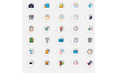 30 iconos: conjunto de iconos vectoriales minimalistas. Redes sociales y marca en línea