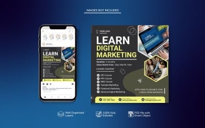 Anpassningsbar onlinekurs Instagram PSD-mall