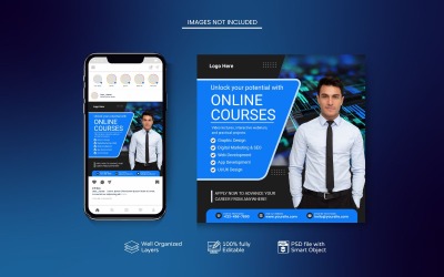 PSD Blue Template for Online Course Promotion