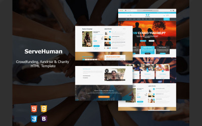 Servehuman - Responsief Bootstrap-thema voor liefdadigheid met ondersteuning voor RTL Arabisch