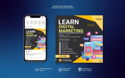 Tillbaka Anpassningsbar onlinekurs Instagram PSD-mall