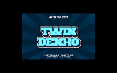 Twin Denko Fully Editable Vector 3D Text Effect