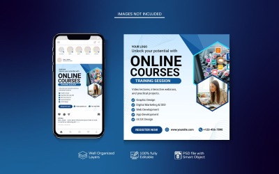 Vit professionell onlinekursbannermall