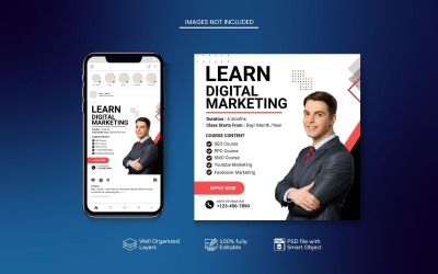 White Modern PSD Template for Promoting Online Courses