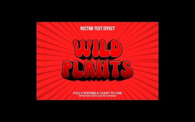 Efeito de texto 3D vetorial totalmente editável de plantas selvagens