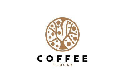 Ilustración de diseño de logotipo de bebida de grano de café V1