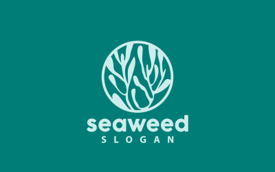 Seetang-Logo Unterwasserpflanze Einfaches Design V7