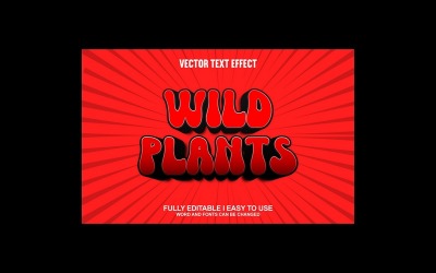 Wilde planten volledig bewerkbaar vector 3D-texteffect