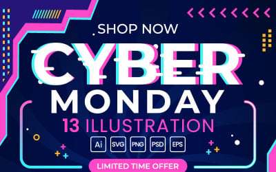 13 Cyber Monday-evenementillustratie
