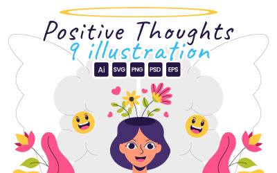 9 Positive Thoughts Illustration