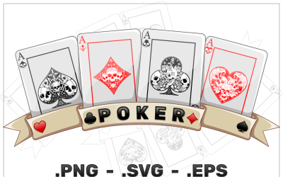 Death poker cards with ribbons