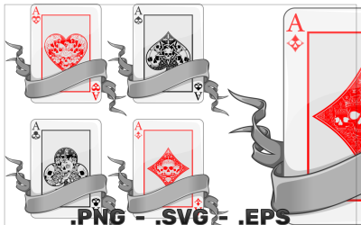 Vector Sesign Poker cards with bows in Halloween style