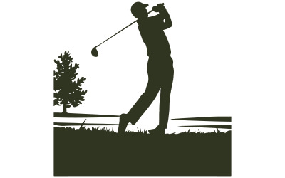 A minimalistic, hand-drawn doodle of a golfer swinging a club