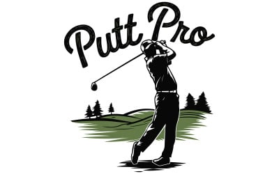 Un gribouillage dessiné à la main d&amp;#39;un golfeur balançant un club