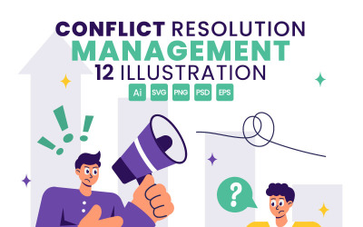 12 Conflict Resolution and Management Vector Illustration