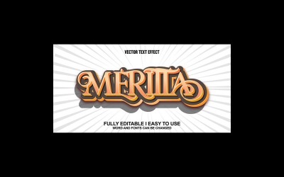 Meritta Fully Editable Vector 3D Text Effect