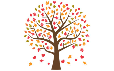 A vector illustration of the Tree of Life with falling leaves
