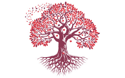 A vector tree and leaves that are falling