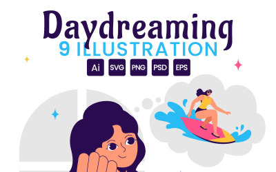 9 People Daydreaming Illustration