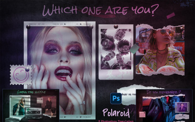 Polaroid-fotomallar med dubbelljus i neon