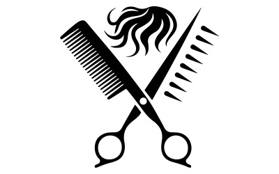 Bir makas ve bir saç tarağı olan bir logo