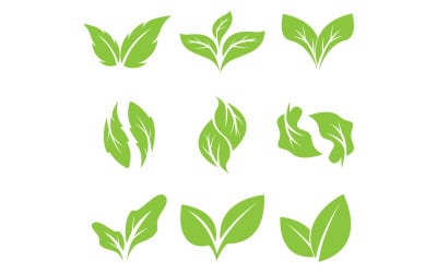Grönt blad träd element logotyp ikon vektor mall version 4