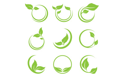 Grünes Blatt, Baum, Element, Logo, Symbol, Vektor, Vorlage, Version 8