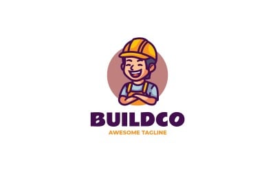 Logo de dessin animé de la mascotte Buildco