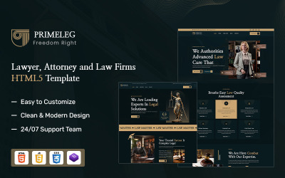 Primeleg – HTML5-mall för advokat, advokat och advokatbyråer