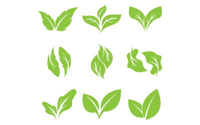 Zielony liść element logo drzewa ikona szablon wektor wersja 4