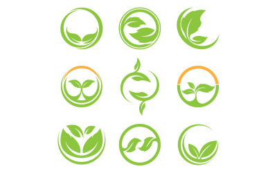 Zielony liść element logo drzewa ikona szablon wektor wersja 6
