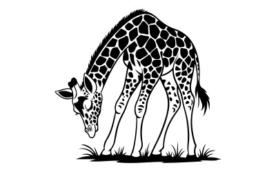 Een illustratie van het silhouet van een babygiraf
