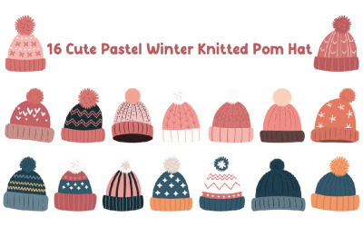 16 jolis bonnets d&amp;#39;hiver tricotés à pompon de couleur pastel