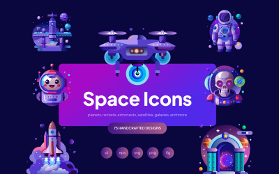 Space and Technology Vector Icons Set