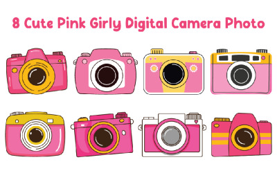 8 schattige roze meisjesachtige digitale camerafoto&amp;#39;s