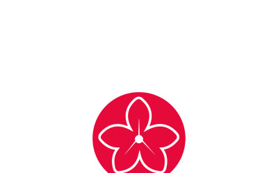 Piękno, kwiat, logo czerwonego kwiatu z białą obwódką w czerwonym kółku