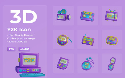 3D Y2K 图标集包设计
