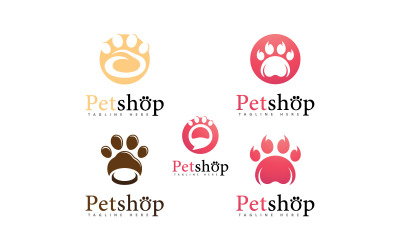 Pet shop logosu 11 için Paw Logo tasarım vektör çizimi