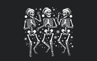 Dancing Skeleton Christmas PNG, Christmas Skeleton Dance, Santa Skeleton PNG, Funny Christmas PNG,