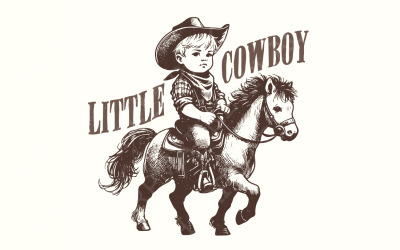 Little Cowboy Png, Sublimation Design, Western PNG, Cowboy Boots, Rodeo, Cute Cowboy Print, Vintage