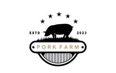 Logo del maiale Maiale alla griglia Bestiame Vettore V3