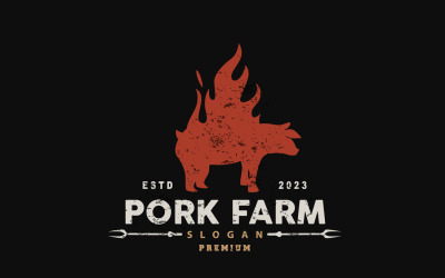 Logo del maiale Maiale alla griglia Bestiame Vettore V8