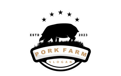 Logotipo de cerdo a la parrilla, ganado, vector V11