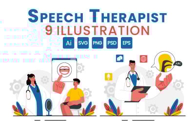 9 Speech Therapist Vector Illustration
