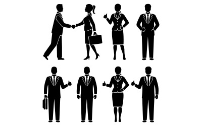 Une image de silhouette vectorielle d&amp;#39;une équipe d&amp;#39;affaires noire Icônes de travail